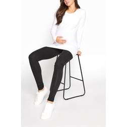 LTS Tall Maternity Black Stretch Cotton Leggings > 36" Tall Women's Maternity Leggings